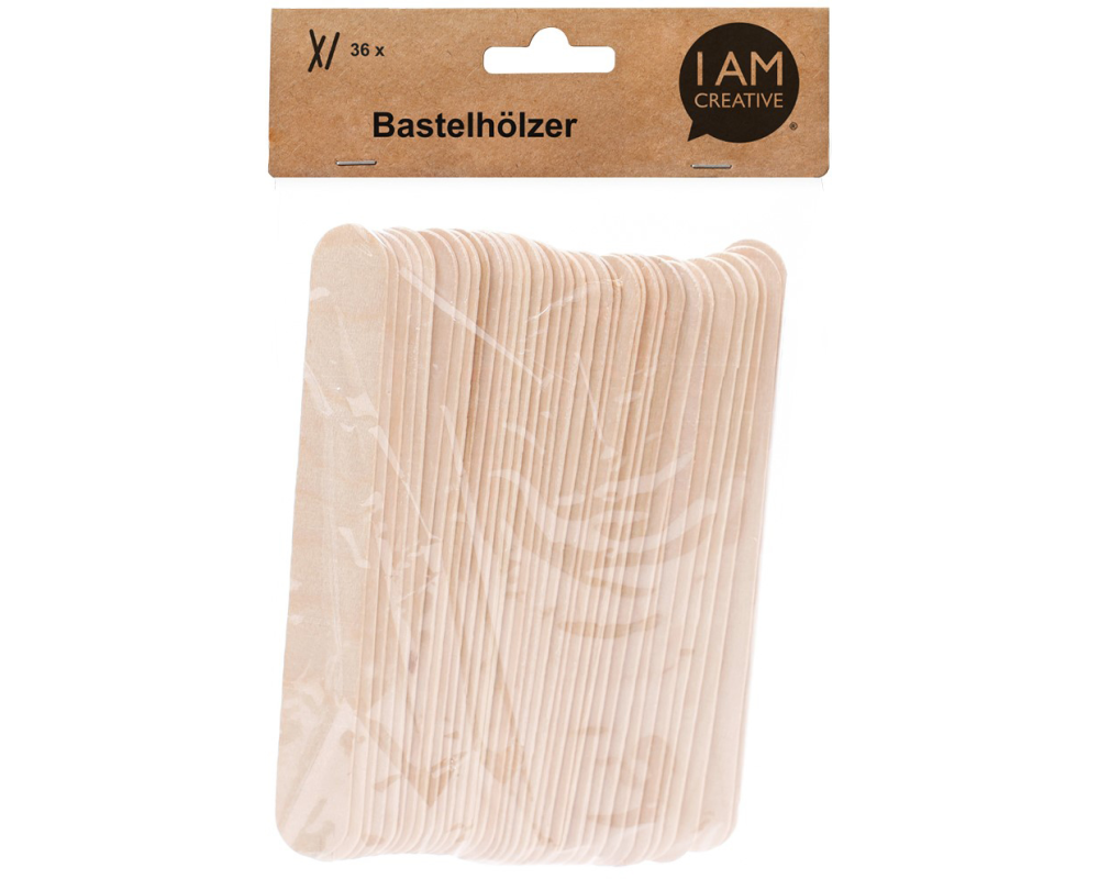 I AM CREATIVE Bastelhölzer 1302.02 natur, 15x2cm 36 Stück