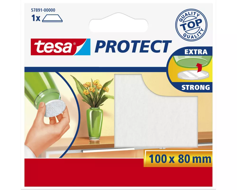tesa Stuhlbeingleiter Protect 100 x 80 mm, 1 Stück, Weiss
