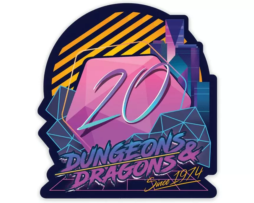 Glass Staff Sticker Holographic Retro D20 Mehrfarbig