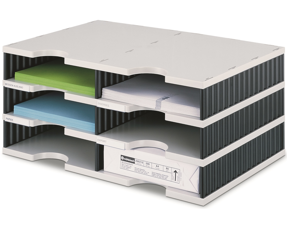 STYRO Ablagesystem Styrodoc 268-02031.98 Duo 6 Fächer schwarz/grau