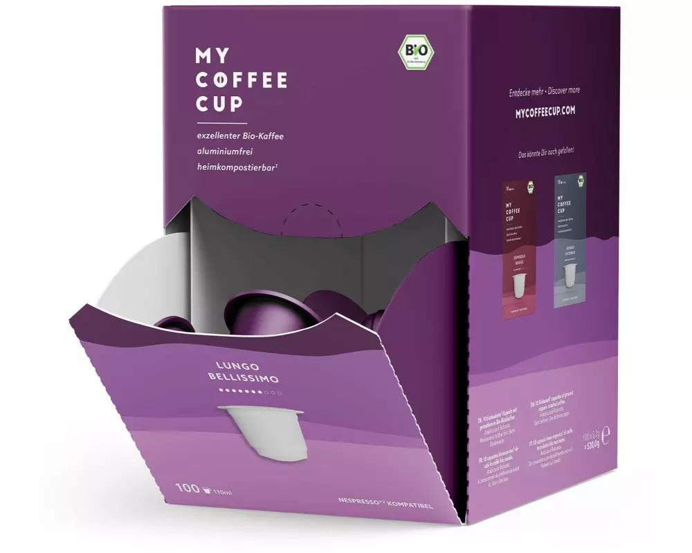 My-CoffeeCup Kaffeekapseln Mega Box Bio Lungo Bellissimo 100 Stück