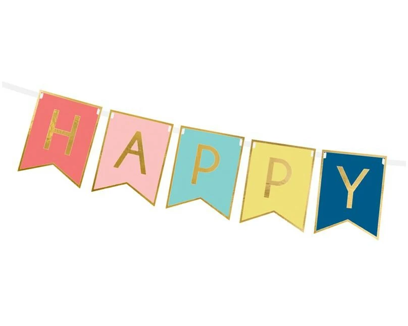 Partydeco Girlande Happy Birthday farbig, 15 x 175 cm