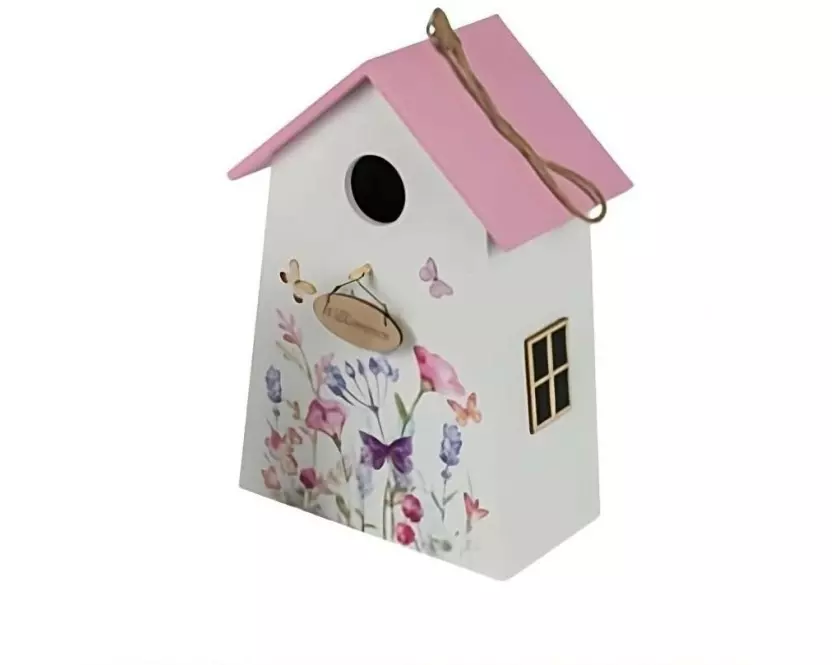 CHALET Aufsteller Willkommen S 12 x 8 x 17.5 cm, Pink/Weiss