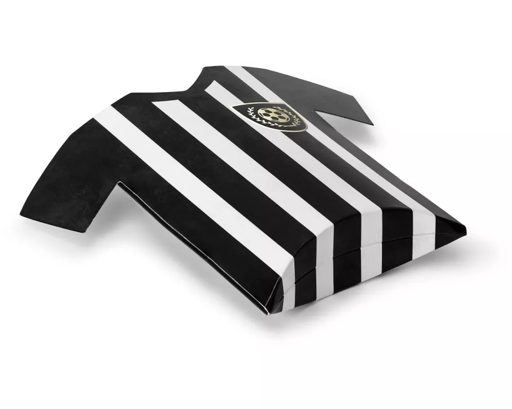 Partydeco Geschenkbox Fussballtrikot Schwarz/Weiss, 12 x 11 x 2.5 cm