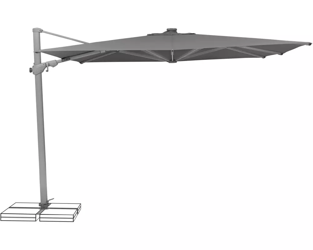 Suncomfort by Glatz Sonnenschirm Varioflex Solar LED, 300 x 300 cm, Steingrau