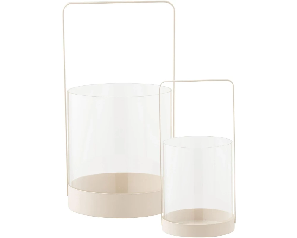 House Nordic Windlicht Hurricane, Glas/Metall, Beige