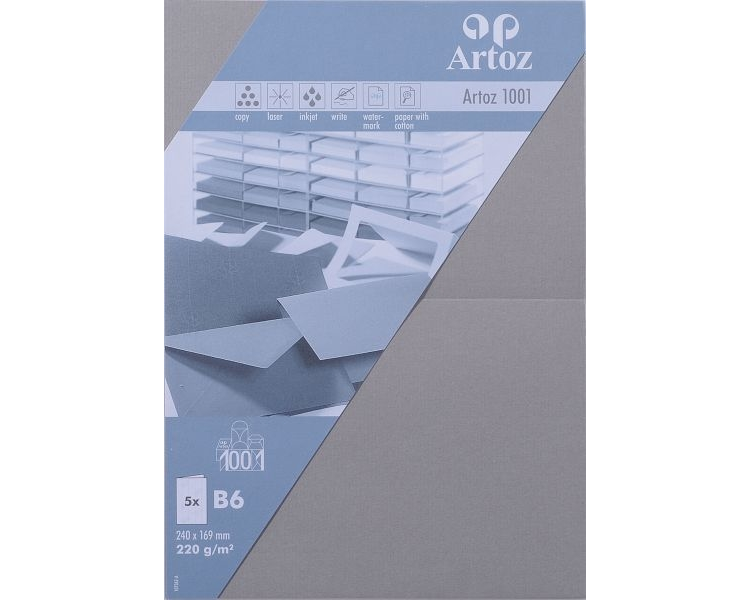 ARTOZ Karten 1001 B6 107362262 220g, graphit 5 Blatt