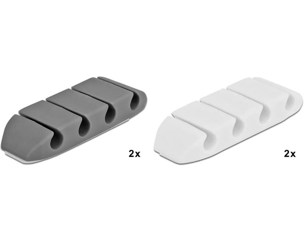 Delock Kabelhalter trapezförmig Set, mit 4 Durchführungen 4 Stück