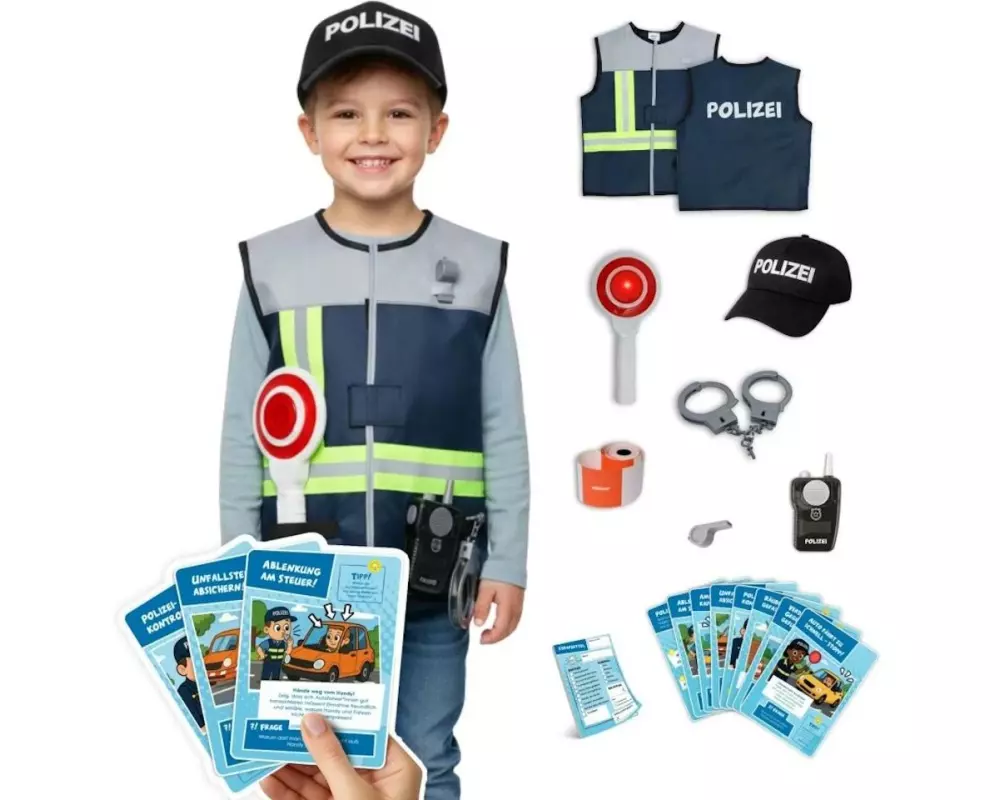 alldoro Polizei Rollenspiel-Set 9-teilig mit LED-Blaulicht und Sound