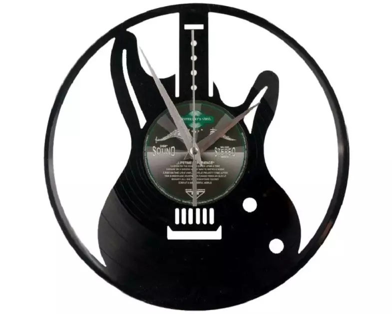 Yesterday's Vinyl Wanduhr Guitar Ø 30 cm, Schwarz