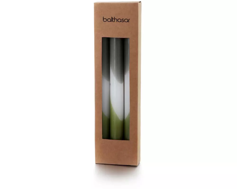 balthasar Stabkerze Dip Dye Dunkelgrün, 3 Stück