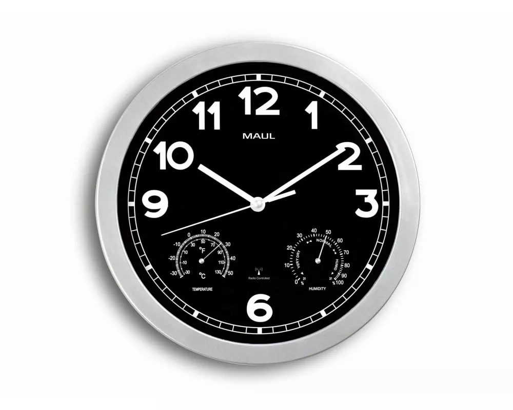 Maul Wanduhr MAULdrive Ø 30 cm Schwarz/Silber