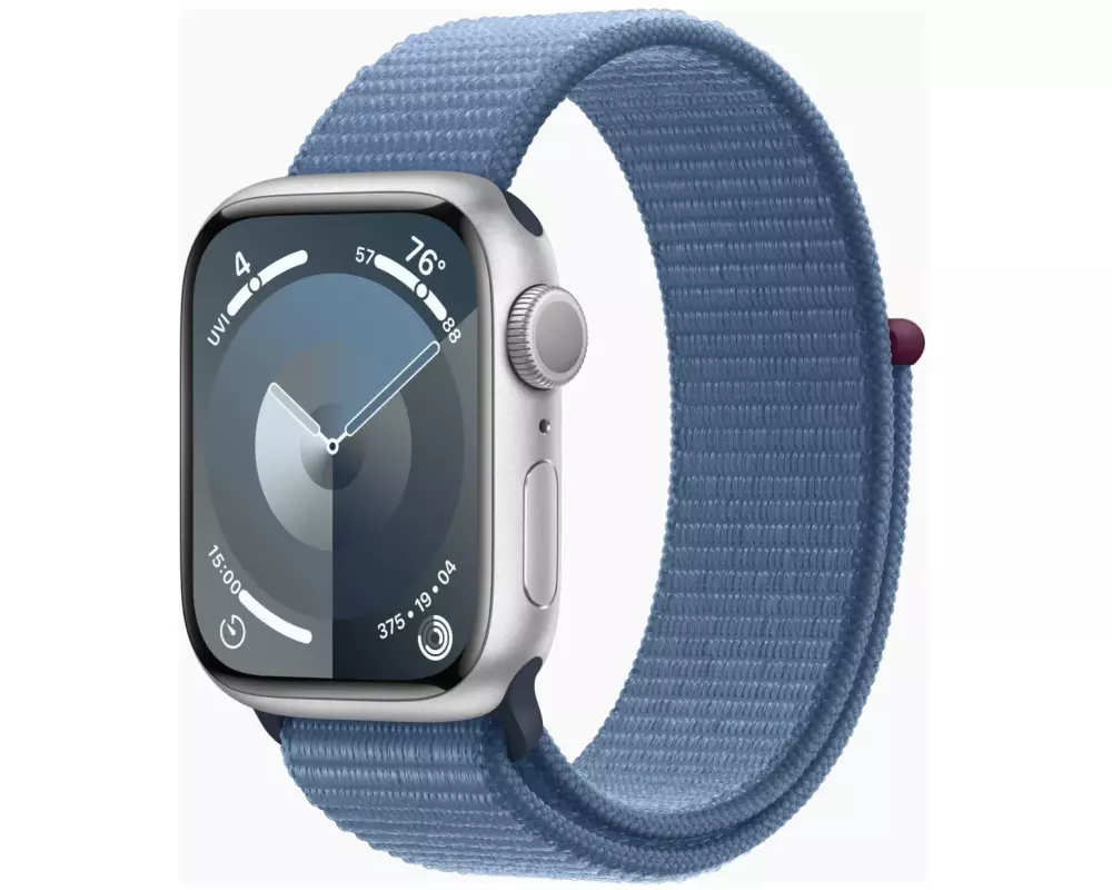 Apple Watch Series 9 GPS 41mm Silver Aluminium Case with Winter Blue Sport Loop
