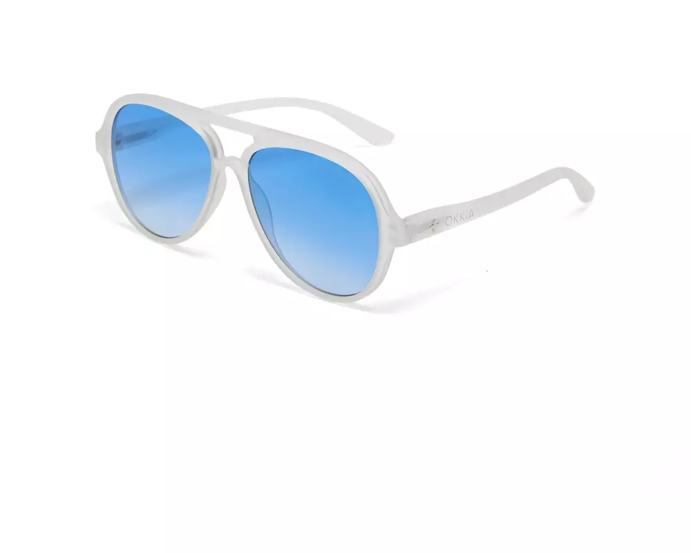 OKKIA Sonnenbrille Alessio Translucent Clear, Dark Blue Lens