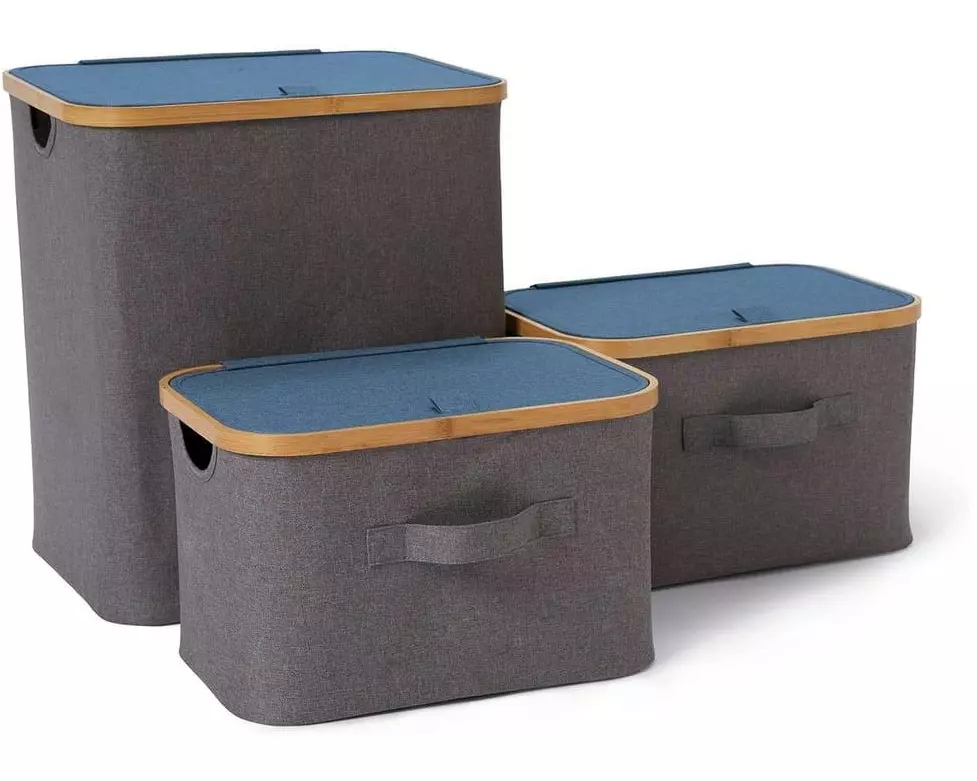 Lumaland Aufbewahrungsbox mit Deckel 3 Stück, Grau