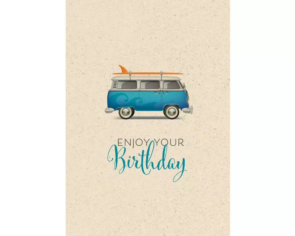 Natur Verlag Geburtstagskarte VW Bus 17.5 x 12.2 cm