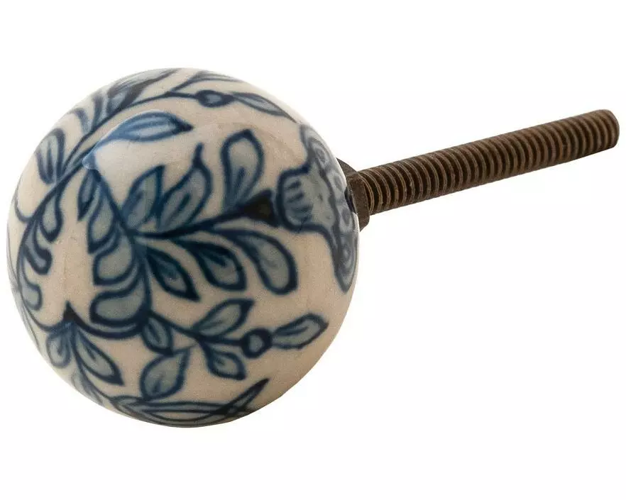 Tranquillo Möbelgriff handgemacht, Ø 3 cm, Blau/Weiss