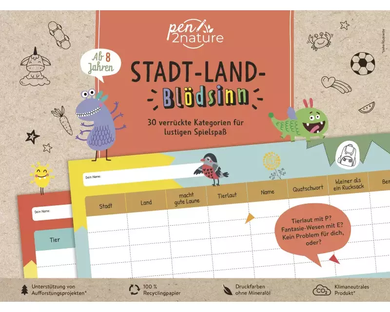 Stadt-Land-Blödsinn. Bunter Spiele-Block für Kinder ab 8 Jahren
