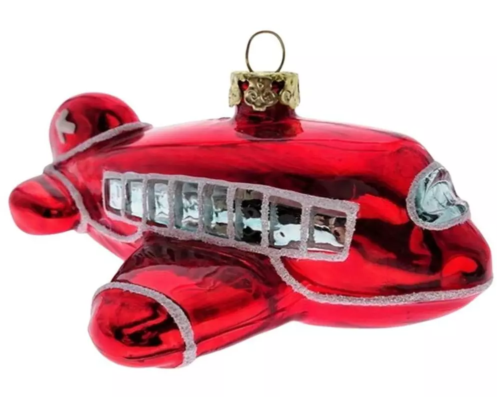 creanorm Weihnachtskugel Flieger mit CH-Kreuz Rot/Silber