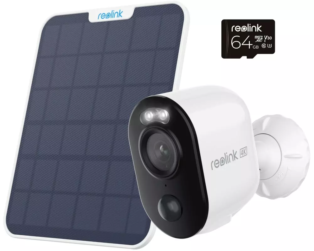 Reolink Netzwerkkamera B350 Weiss, inkl. Solarpanel und 64GB Karte