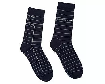 Library Card (Navy) Socks - Large