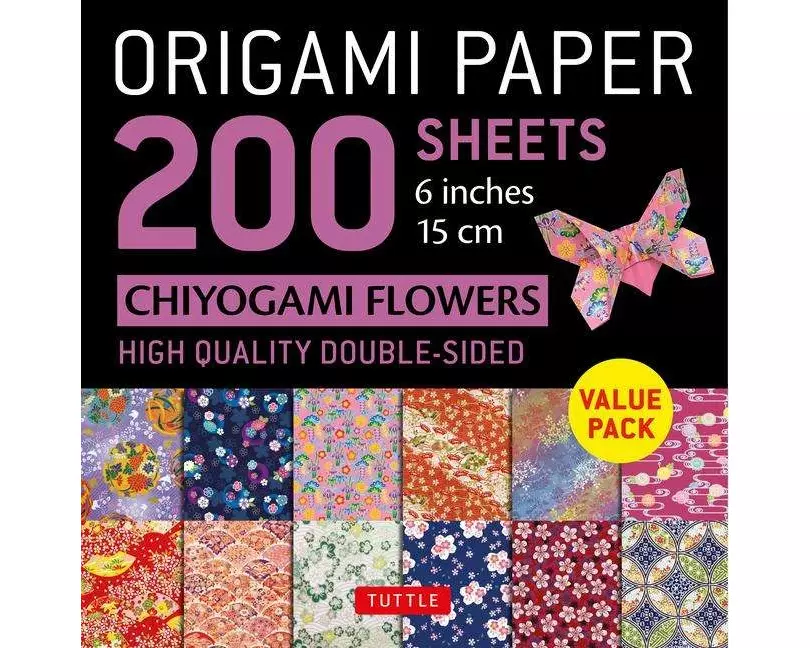Origami Paper 200 sheets Chiyogami Flowers 6" (15 cm)