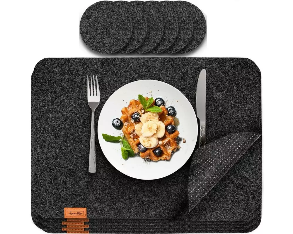 Luana Rose Tischset 44 x 32 cm, Anthrazit, 12er-Set