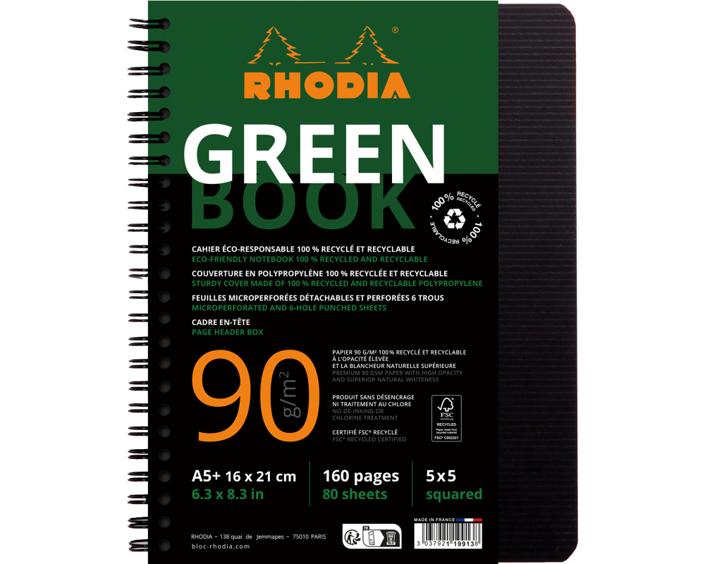 RHODIA Greenbook Notizbuch A5 119913C kariert 90g 160 S.