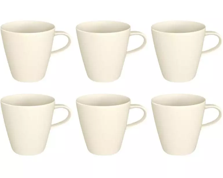 Villeroy & Boch Kaffeebecher Manufacture Rock 370 ml, 6 Stück, Weiss