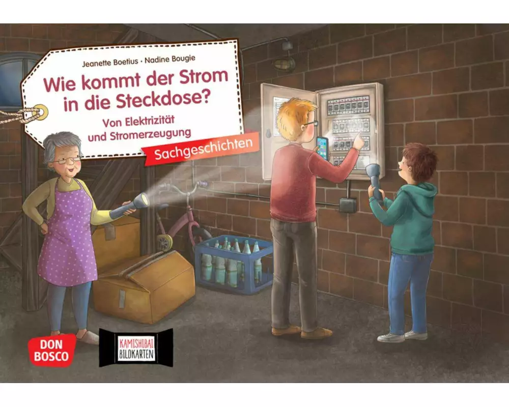 Wie kommt der Strom in die Steckdose? Von Elektrizität und Stromerzeugung. Kamishibai Bildkartenset