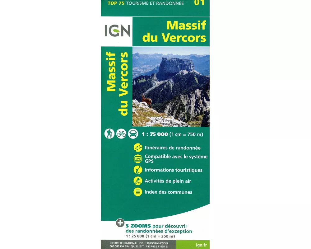 IGN 75 000 Touristische Wanderkarte 01 Massif du Vercors