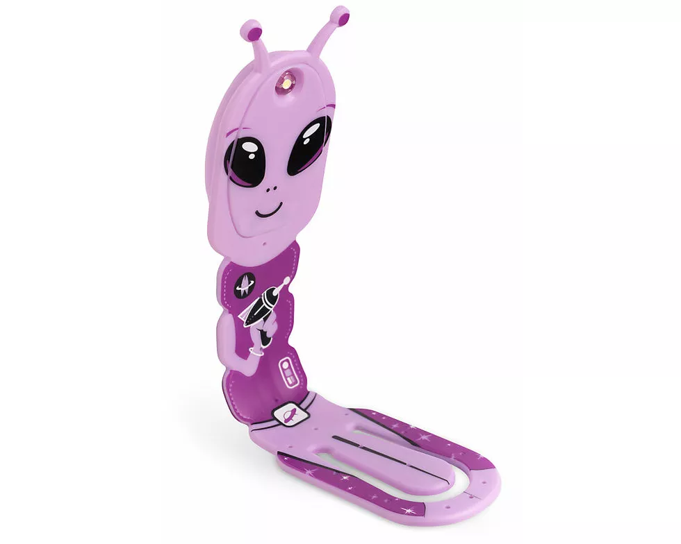 Flexilight Pals Leselicht (Aliens) - lila - 2 in 1 Leselampe & Lesezeichen - LED Leselicht - Geschenk für Leser, Buchliebhaber - Deutsche Ausgabe
