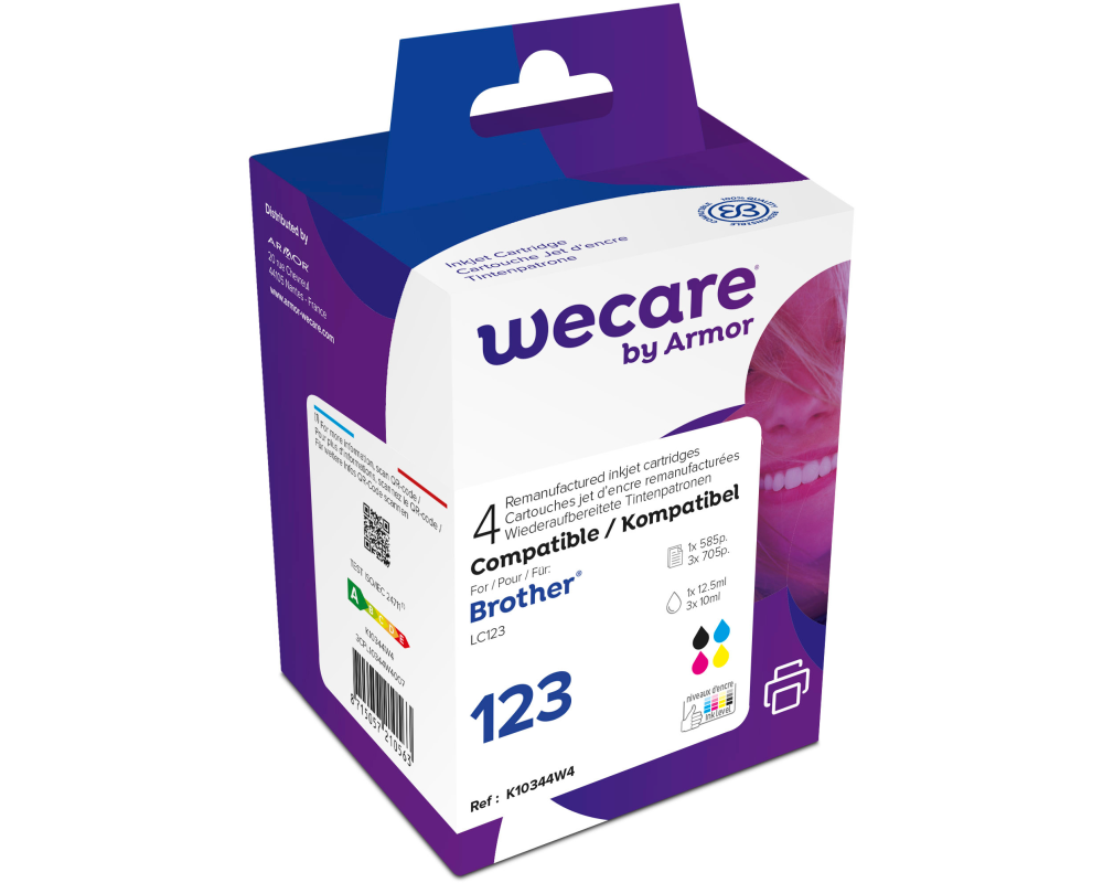 WECARE Multipack rebuilt CMYBK LC-123VALWE z.BrotherDCP-J4110 12.5/3x10ml