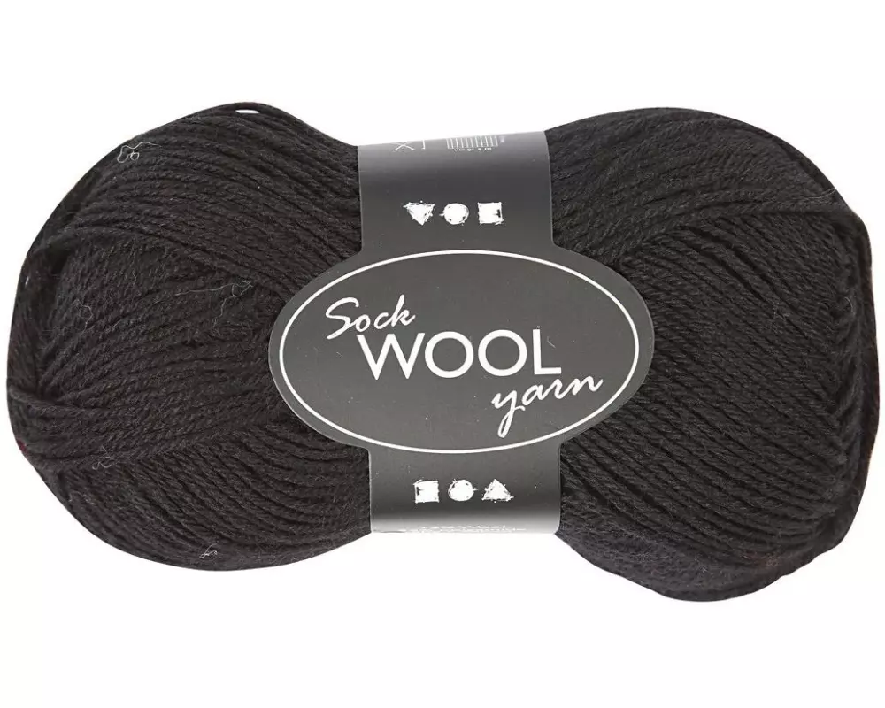 Creativ Company Wolle 50 g für Socken, Schwarz