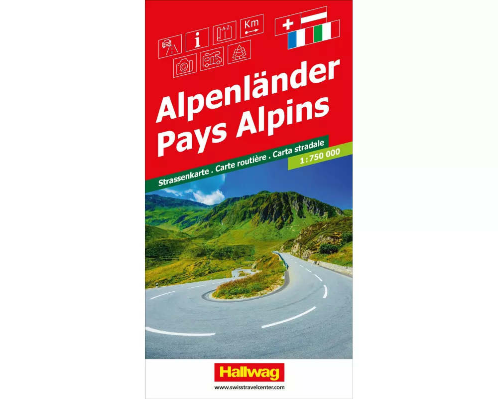 Hallwag Strassenkarte Alpenländer 1:750.000