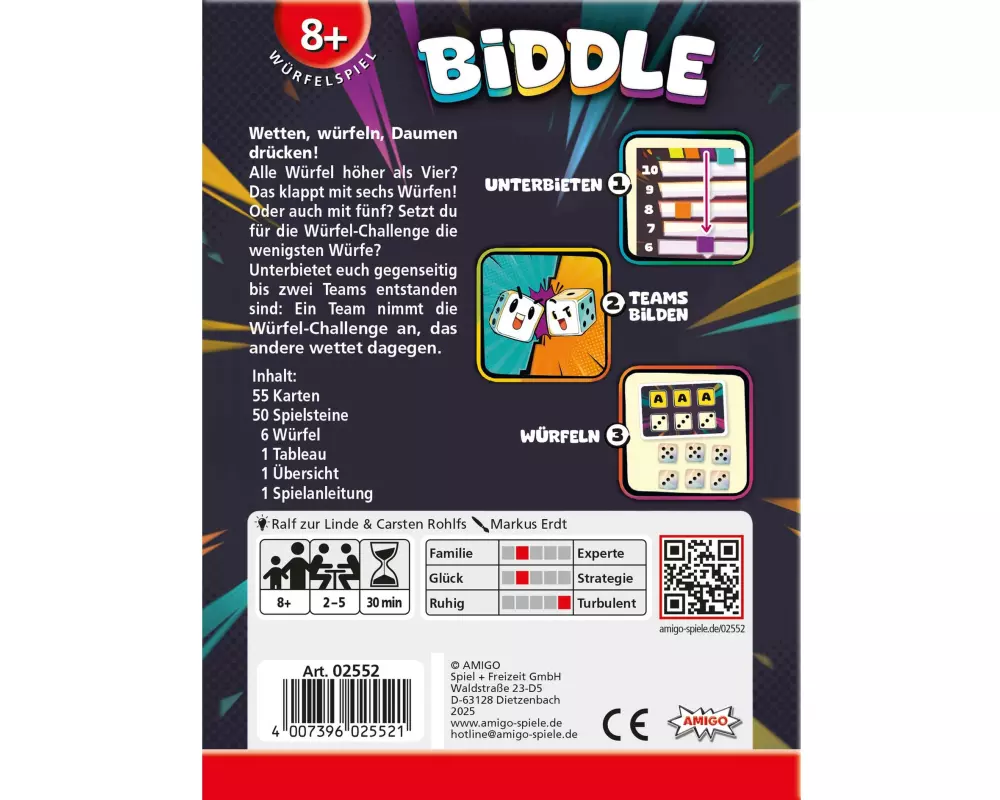 Amigo Kartenspiel Biddle Würfelspiel -DE-