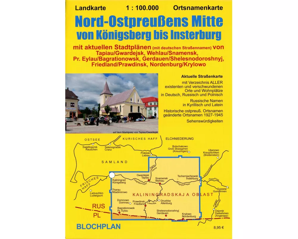 Landkarte Nord-Ostpreußens Mitte von Königsberg bis Insterburg