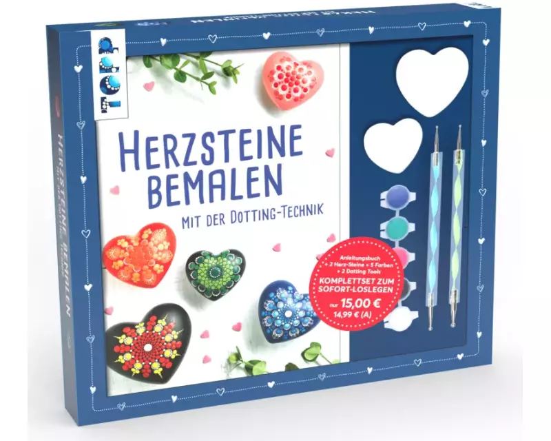 Kreativ-Set Herz-Steine bemalen mit der Dotting-Technik