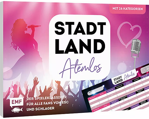 Stadt, Land, Atemlos (Schlager Edition) – Der Spieleklassiker für alle Fans von ESC und Schlager – von Helene Fischer über Udo Jürgens bis Beatrice Eg