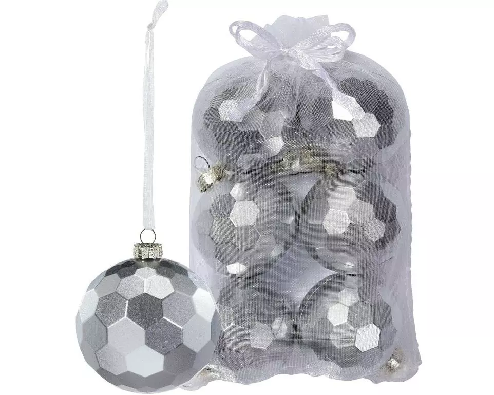 Holly & Jolly Discokugeln Silber 4 cm, 6 Stück