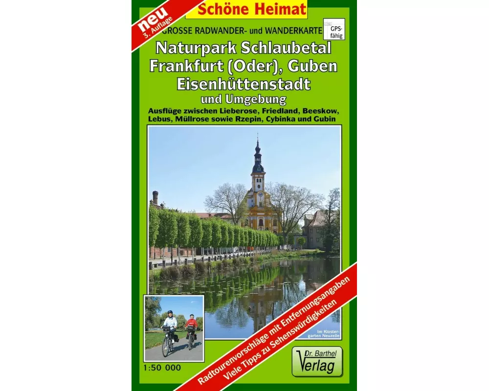 Große Radwander- und Wanderkarte Naturpark Schlaubetal, Frankfurt (Oder), Guben, Eisenhüttenstadt und Umgebung