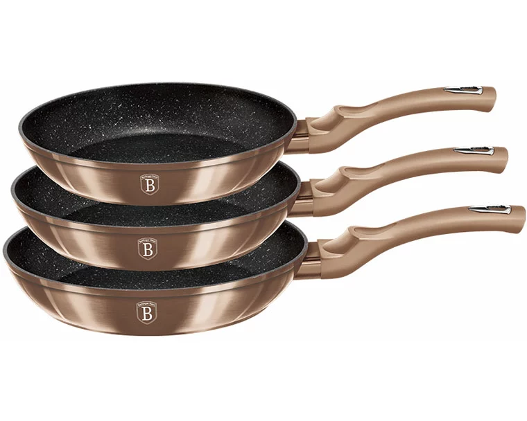 Berlinger Haus Bratpfannen Set 3-teilig, Metallic Line Rose Gold Edition