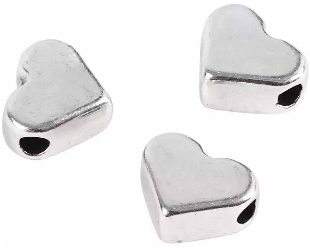 Creativ Company Perlen Herz, 7 mm, Versilbert, 3 Stk.