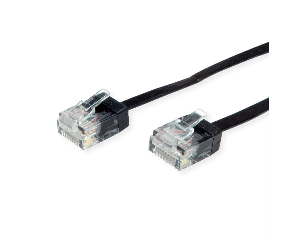 ROLINE UTP Patchkabel Cat.6A (Class EA), extra-flach, schwarz, 1 m