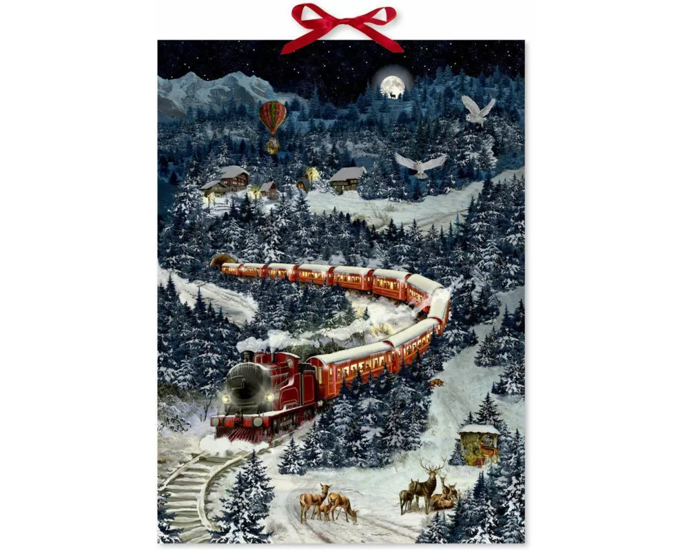 Wand-Adventskalender - Weihnachtsexpress in Winterlandschaft