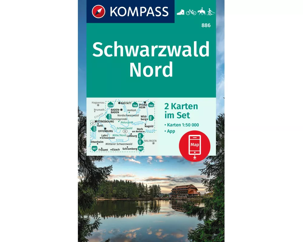 KOMPASS Wanderkarten-Set 886 Schwarzwald Nord (2 Karten) 1:50.000