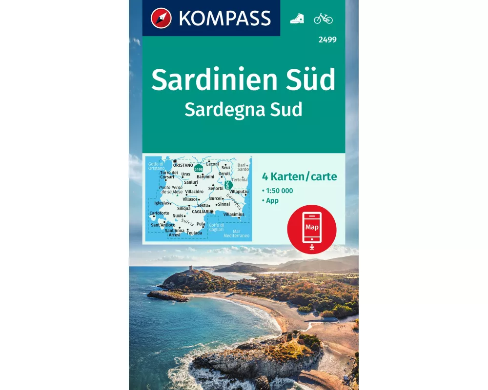 KOMPASS Wanderkarten-Set 2499 Sardinien Süd / Sardegna Sud (4 Karten) 1:50.000