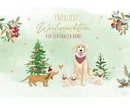 Doppelkarte. Green Karma X-MAS - Niedliche Hundebande