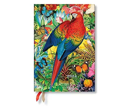 Tropical Garden (Nature Montages) Midi Vertical 12-month Dayplanner 2024 (Elastic Band Closure)