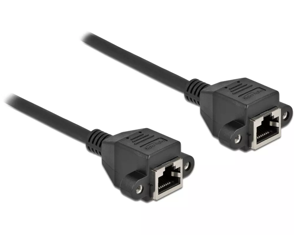 Delock Patchkabel Verlängerungskabel Cat 6A, S/FTP, 1 m, Schwarz